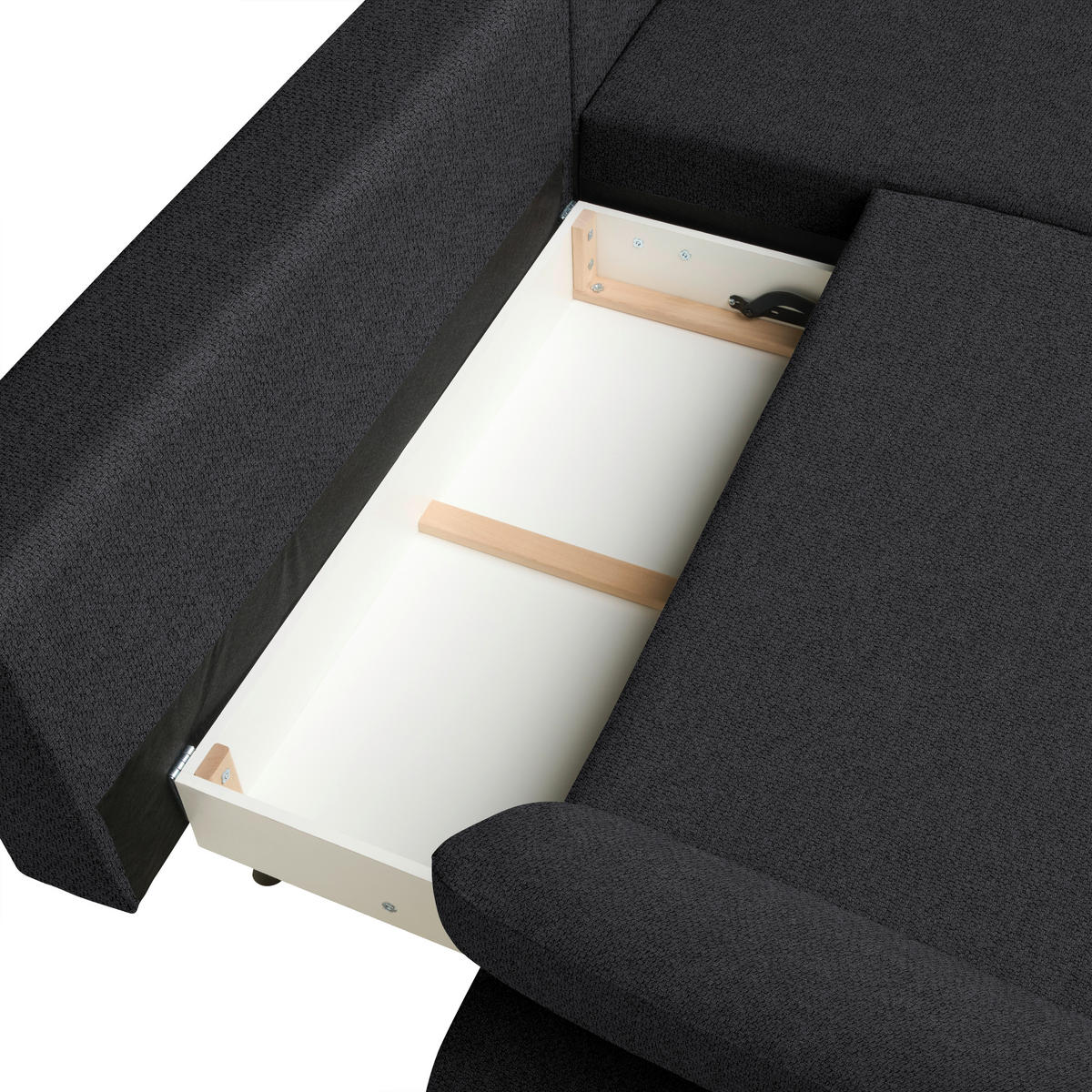 ECKSOFA Struktur Anthrazit  - Anthrazit/Schwarz, Design, Textil/Metall (284/186cm) - Lomoco