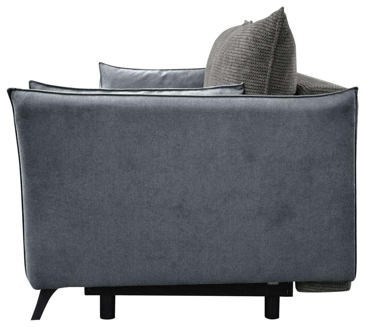 SCHLAFSOFA  mit Liegefunktion, Rücken echt Cord, Flachgewebe Grau  - Schwarz/Grau, KONVENTIONELL, Textil/Metall (223/72/100cm) - Carryhome