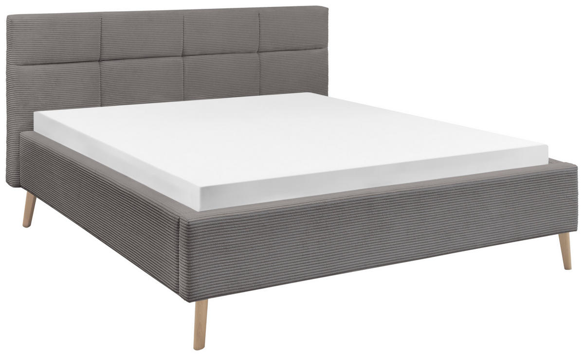 POLSTERBETT 180/200 cm,  in Grau,  - Eichefarben/Grau, KONVENTIONELL, Holz/Textil (180/200cm) - SetOne by Musterring