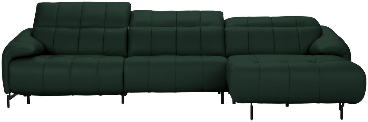 ECKSOFA  in Echtleder Opal  313/165 cm  - Opal/Schwarz, Design, Leder/Metall (313/165cm) - Belluti