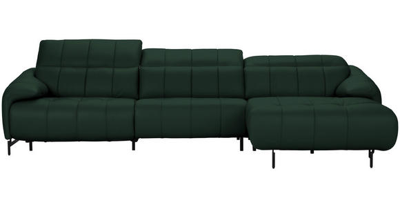 ECKSOFA in Echtleder Opal 313/165 cm - Opal/Schwarz, Design, Leder/Metall (313/165cm) - Emilio Belluti