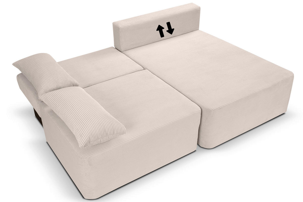 ECKSOFA AMSTERIX Greige Cord  - Greige/Schwarz, Basics, Kunststoff/Textil (213/158cm) - MID.YOU