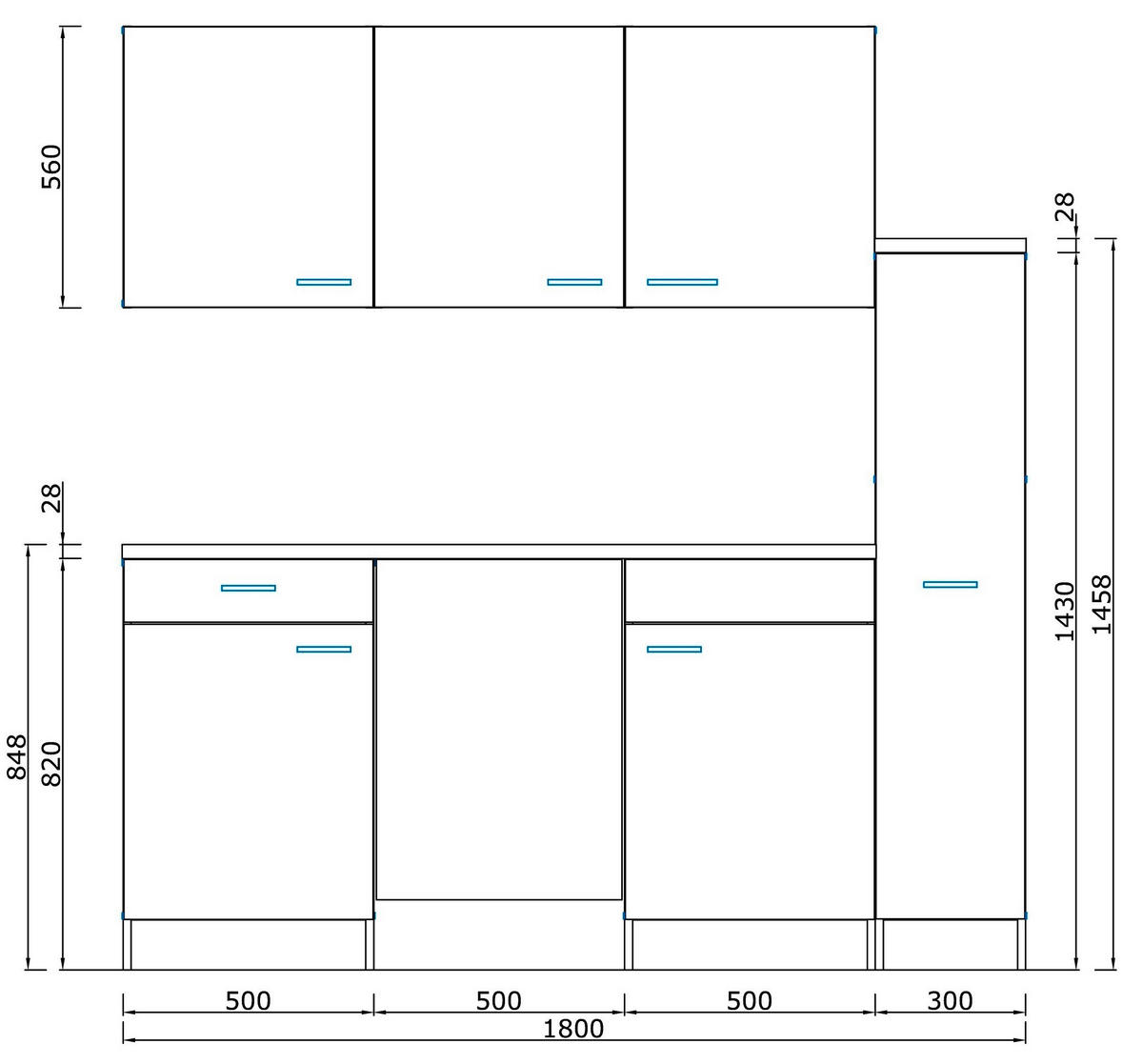 KÜCHENBLOCK 180 cm   in Weiß, Hellgrau  - Hellgrau/Weiß, MODERN, Holzwerkstoff (180cm) - Respekta