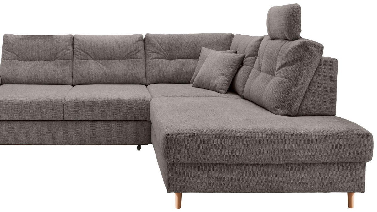 ECKSOFA in Chenille Graubraun  - Graubraun/Naturfarben, Modern, Holz/Textil (264/206cm) - Livetastic