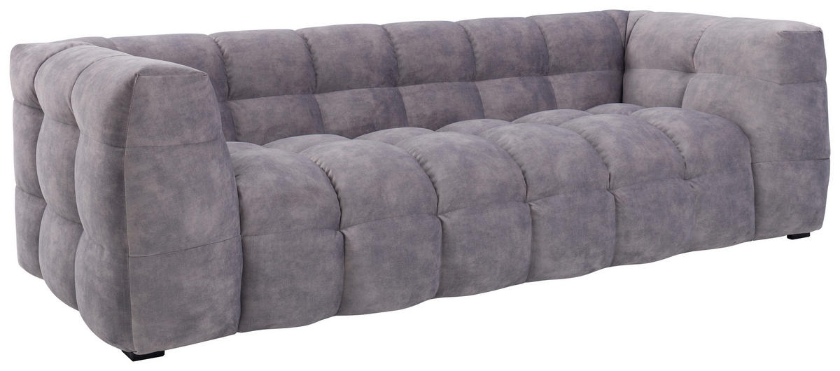 3-SITZER-SOFA Samt Hellgrau  - Hellgrau/Schwarz, Design, Holz/Textil (236/68/105cm)