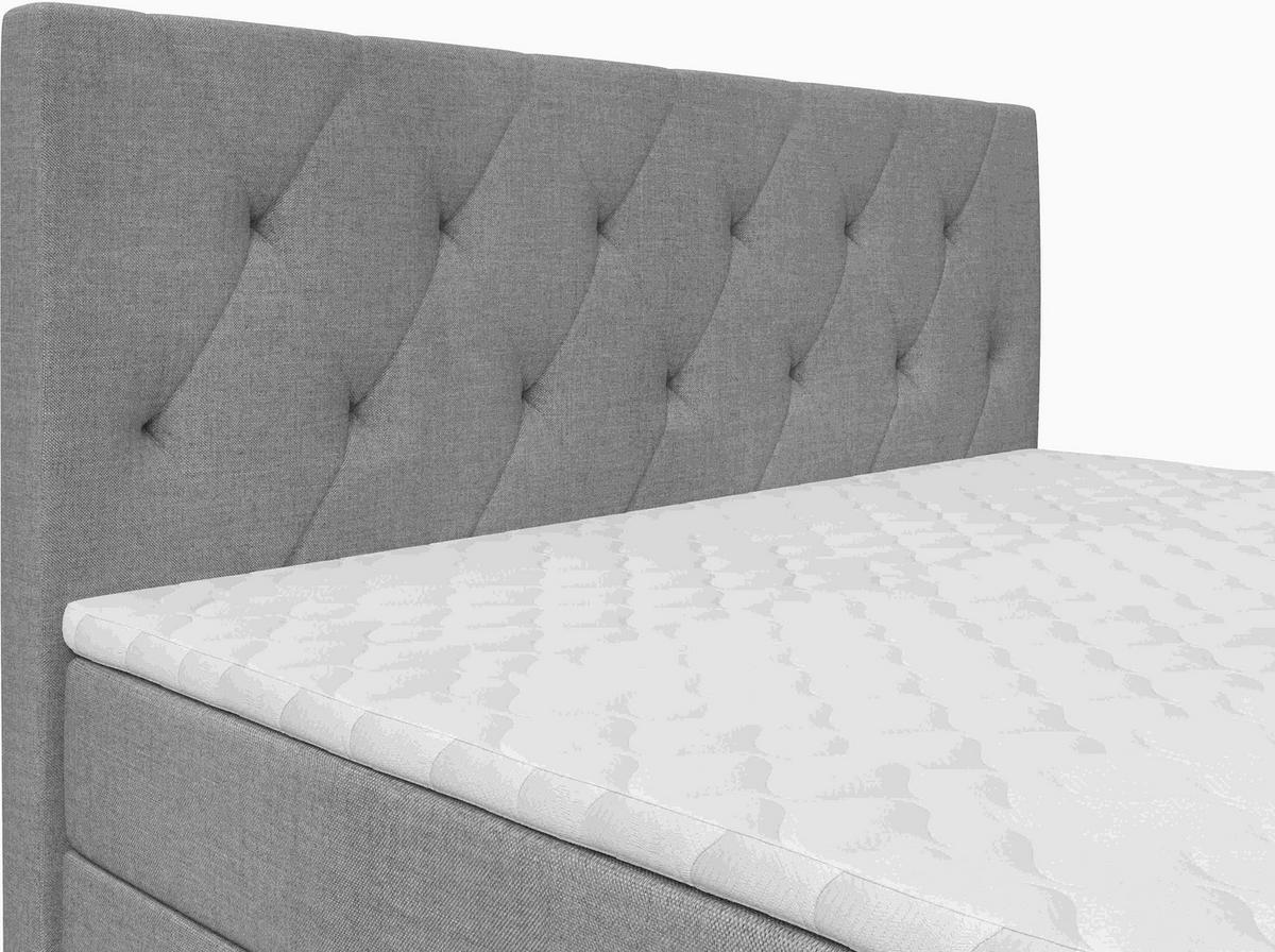 BOXSPRINGBETT 180/200 cm,  in Grau, Matratze, Bettkasten, Topper, H2 = mittel  - Silberfarben/Grau, KONVENTIONELL, Textil/Metall (180/200cm) - Chameo