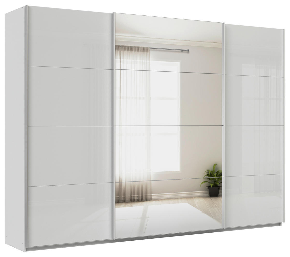SCHWEBETÜRENSCHRANK  in Seidengrau  - Seidengrau/Alufarben, KONVENTIONELL, Glas/Holzwerkstoff (315/210/62cm) - Xora
