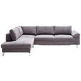 ECKSOFA  in Velours Grau  200/281 cm  - Chromfarben/Grau, Design, Textil/Metall (200/281cm) - Hom`in