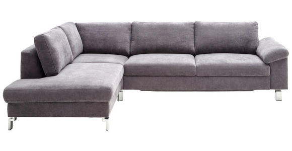 ECKSOFA  in Velours Grau  200/281 cm  - Chromfarben/Grau, Design, Textil/Metall (200/281cm) - Hom`in