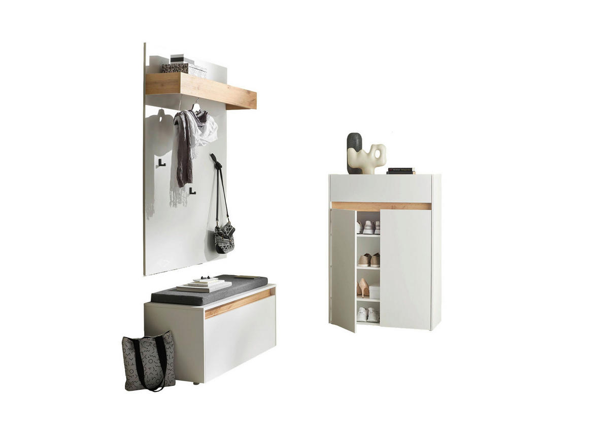 GARDEROBE 4-teilig  in 185/200/40 cm  - Eiche Wotan/Weiß, Design, Holzwerkstoff/Textil (185/200/40cm) - Modante
