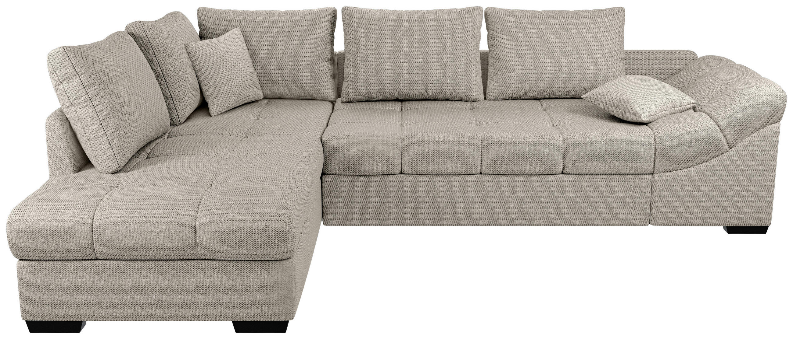 ECKSCHLAFSOFA in Beige Textil   - Beige/Schwarz, Modern, Holz/Textil (202/298cm) - MID.YOU