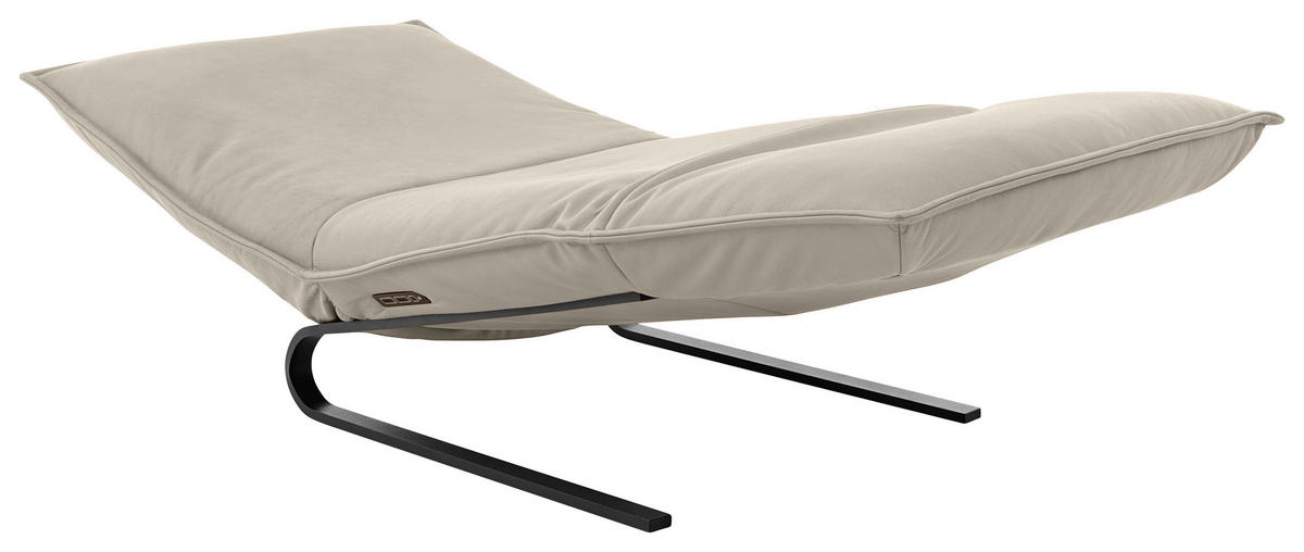 RELAXLIEGE Echtleder Beige  - Beige/Schwarz, Design, Leder/Metall (86/42-83/141-180cm) - Koinor