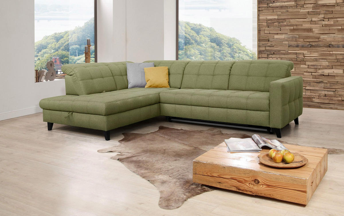 SAROKKANAPÉ textil zöld  - fekete/zöld, Design, textil/fa (216/297cm) - Xora