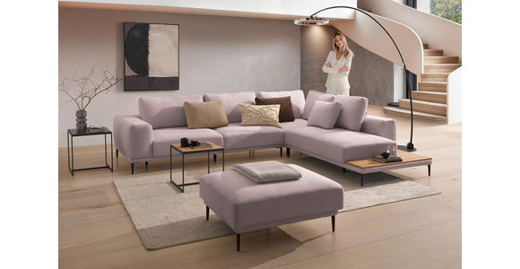 ECKSOFA  in Leinwand Altrosa  318/271 cm  - Schwarz/Altrosa, Design, Textil/Metall (318/271cm) - Belluti