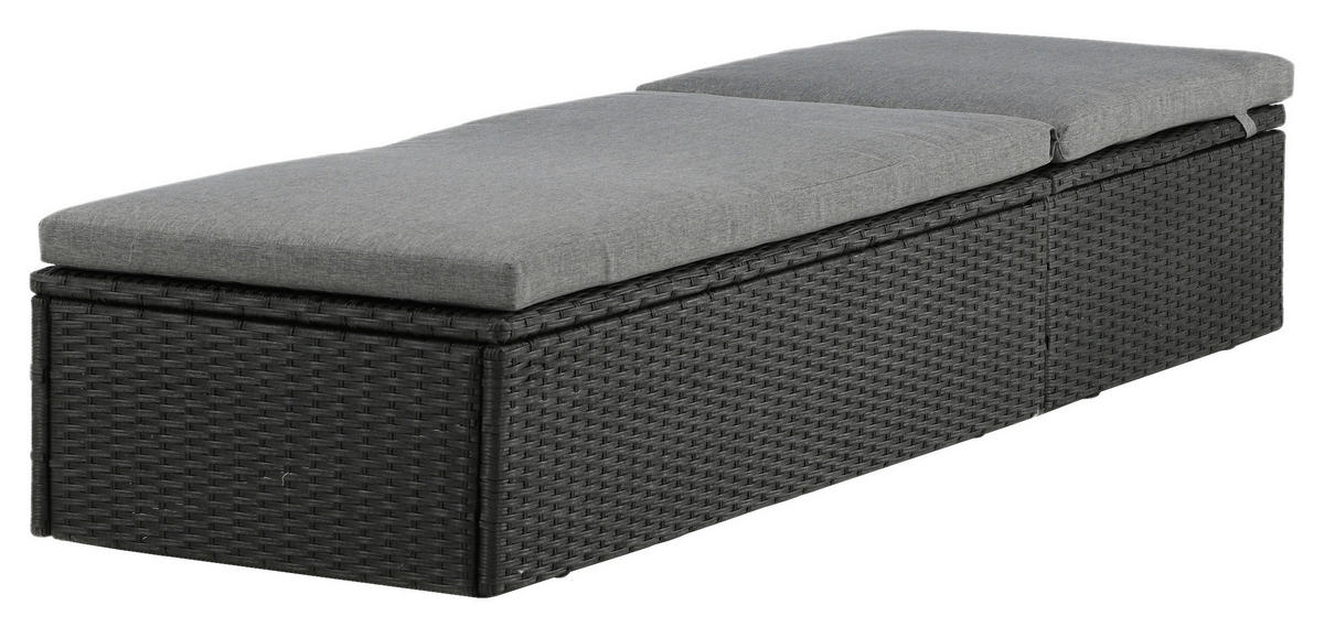 SONNENLIEGE 60.5/37.5/198 cm  - Schwarz/Grau, KONVENTIONELL, Kunststoff/Textil (60.5/37.5/198cm) - Gardenson
