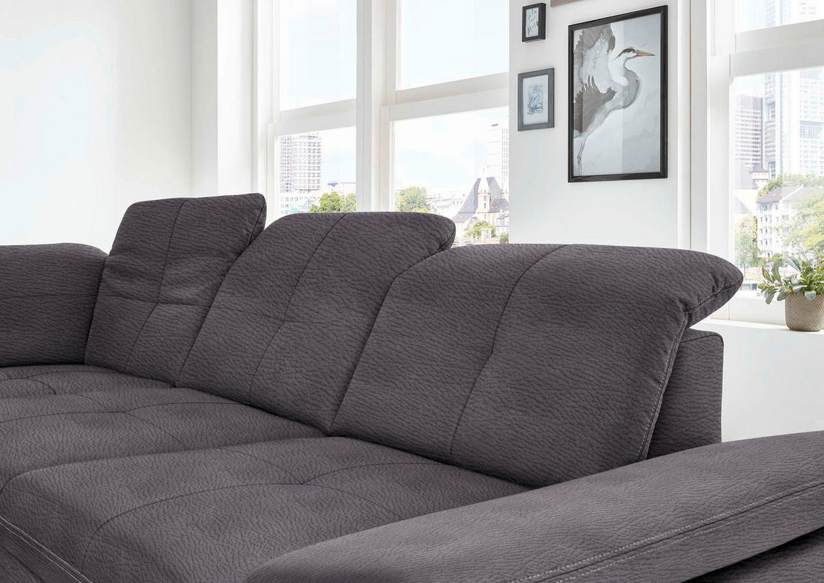 ECKSOFA in Mikrofaser Grau  260/320 cm  - Silberfarben/Grau, Design, Textil/Metall (260/320cm) - Beldomo Speed