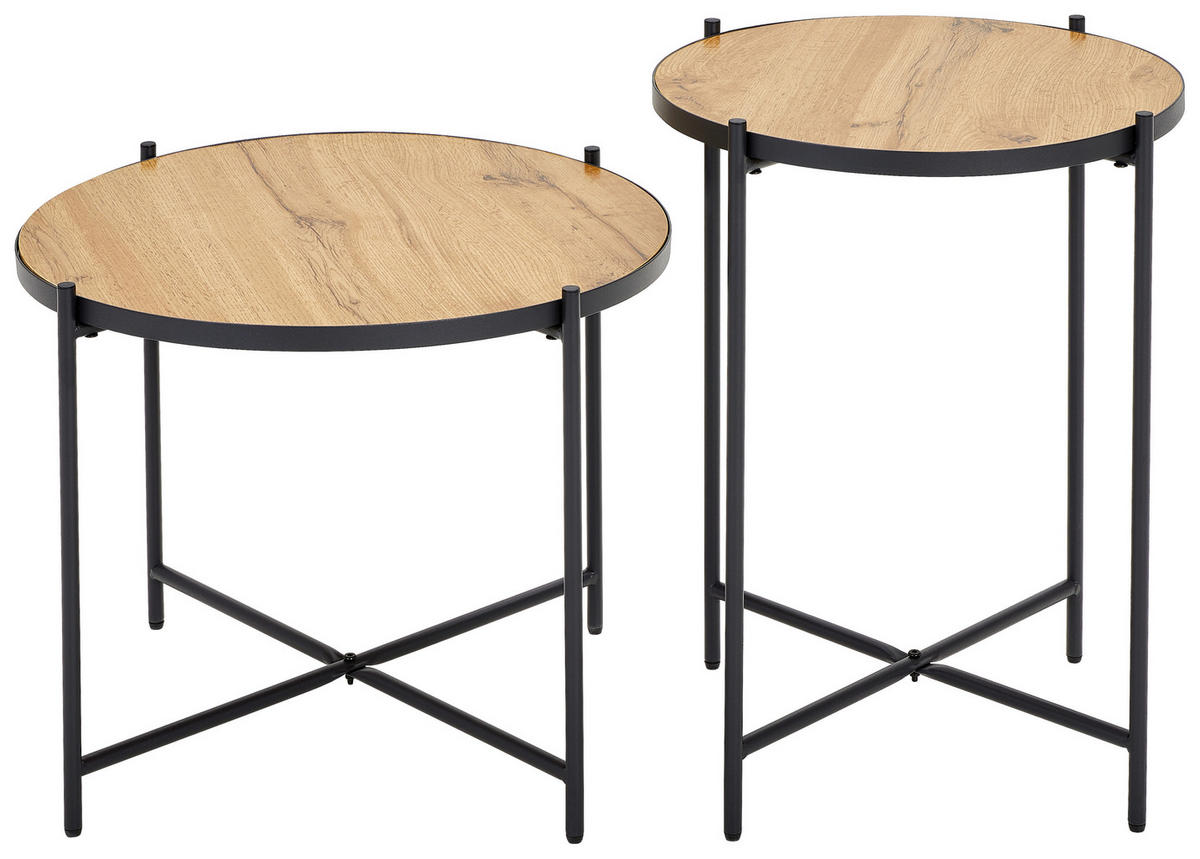 SET MIZ, črna, barve hrasta  - črna/barve hrasta, Basics, kovina/leseni material (42/43/52cm) - Boxxx