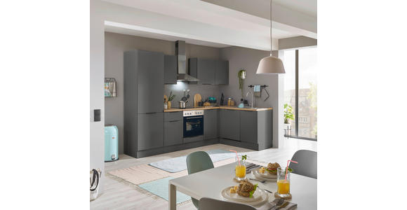 ECKKÜCHE 280/175 cm  in Graphitfarben  - Schwarz/Graphitfarben, Basics, Holzwerkstoff/Metall (280/175cm) - Xora