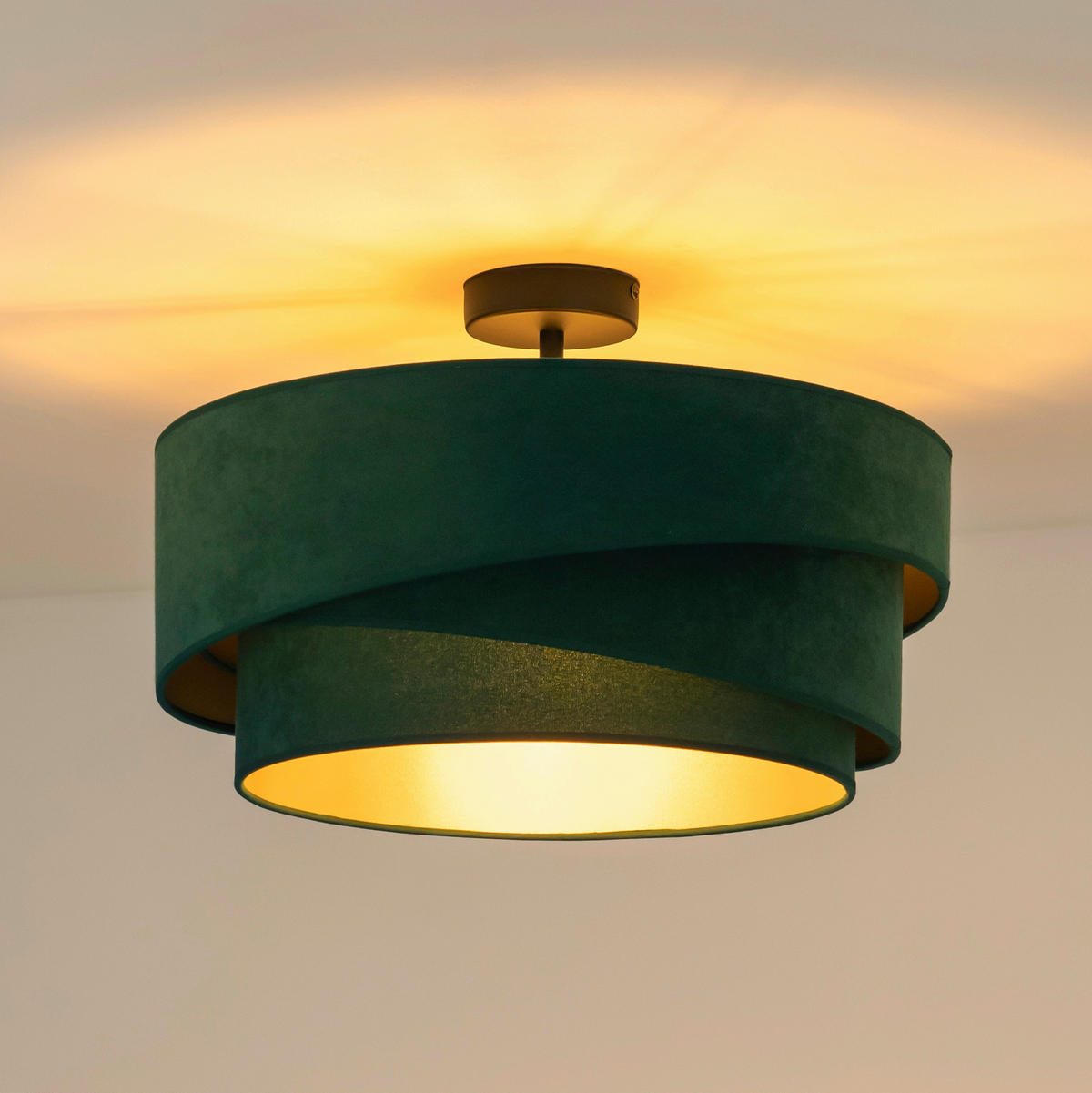 DECKENLEUCHTE Kobo 45/24 cm   - Waldgrün, Design, Textil (45/24cm)