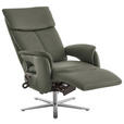 RELAXSESSEL in Leder Grau  - Edelstahlfarben/Grau, Design, Leder/Metall (70/124/85cm) - Cantus