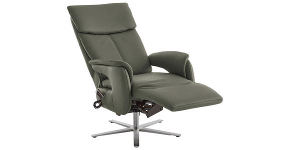 RELAXSESSEL in Leder Grau - Edelstahlfarben/Grau, Design, Leder/Metall (70/124/85cm) - Cantus