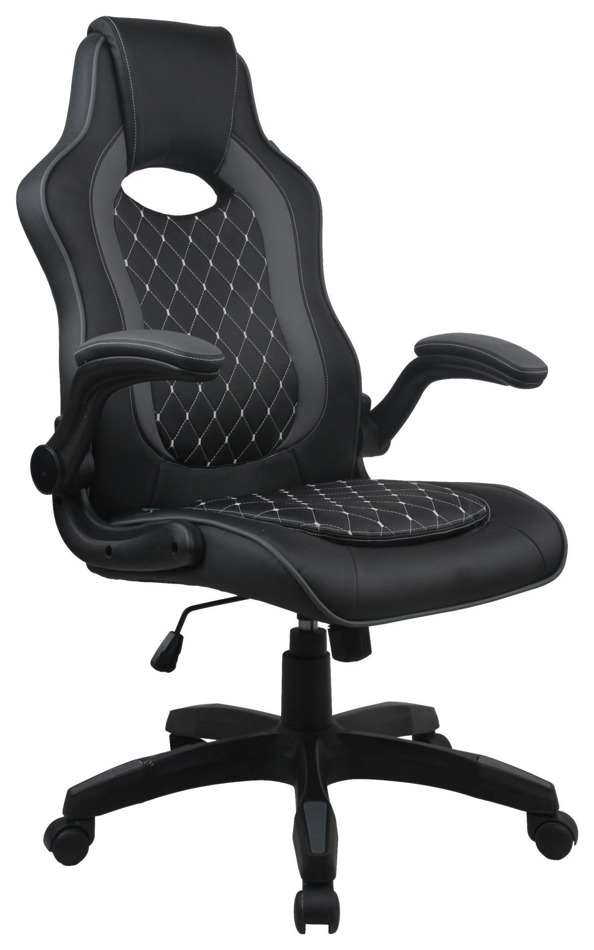 GAMINGSTUHL  in Lederlook Schwarz  - Hellgrau/Schwarz, MODERN, Kunststoff/Textil (69/111/71cm) - MID.YOU