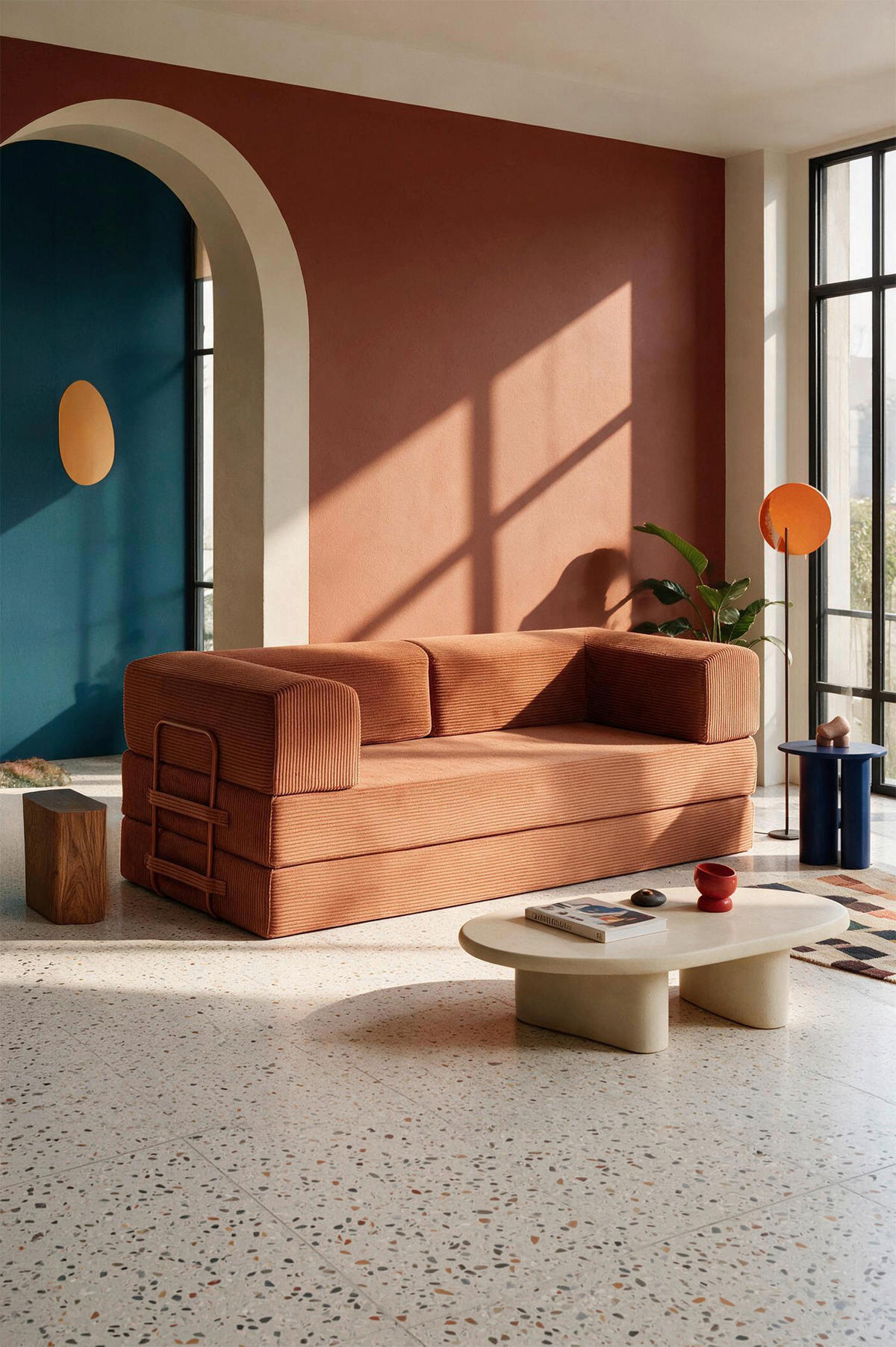 SCHLAFSOFA Cord Terracotta  - Terracotta, MODERN, Textil (200/70/90cm) - Livetastic