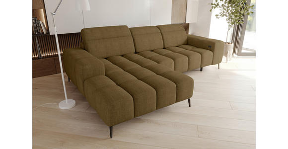 ECKSOFA Olivgrün Flachgewebe Rücken echt, Kopfteilverstellung, Sitztiefenverstellung  - Schwarz/Olivgrün, KONVENTIONELL, Kunststoff/Textil (171/273cm) - Carryhome