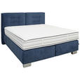 BOXSPRINGBETT 200/200 cm  in Dunkelblau  - Chromfarben/Dunkelblau, KONVENTIONELL, Textil/Metall (200/200cm) - Dieter Knoll