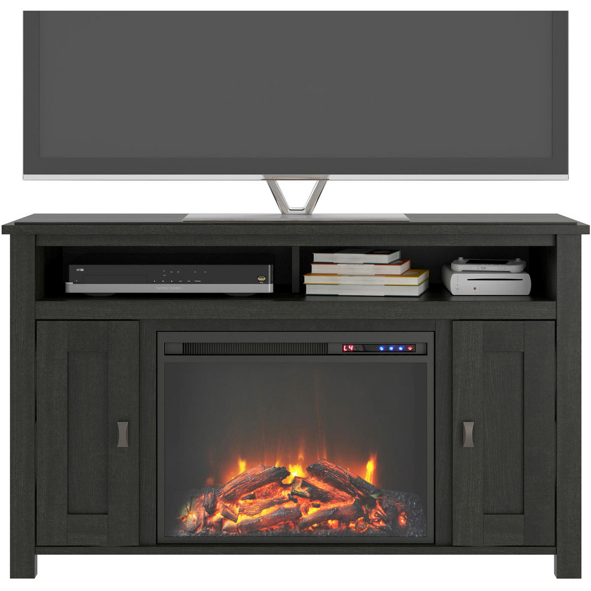 LOWBOARD Farmington  in 121/75/40 cm  - Schwarz, Design, Glas/Holzwerkstoff (121/75/40cm) - MID.YOU