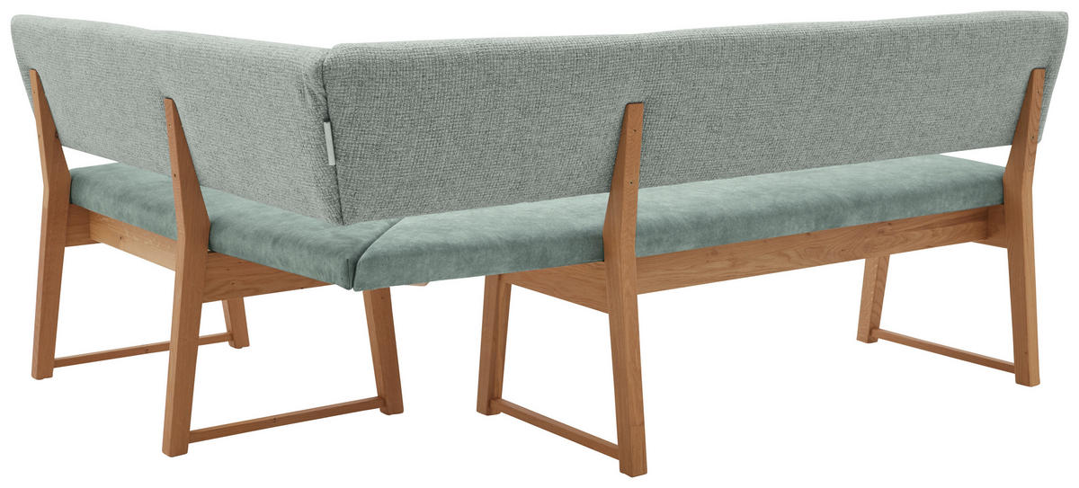 ECKBANK 190/150 cm beflockt, Mikrofaser Mintgrün, Wildeiche Wildeiche massiv Holz   - Wildeiche/Mintgrün, KONVENTIONELL, Holz/Textil (190/150cm) - Valnatura