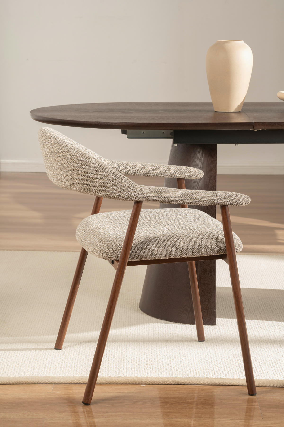 ARMLEHNSTUHL  in Eisen Bouclé  - Eichefarben/Beige, Basics, Holz/Textil (59/75/62cm) - Livetastic