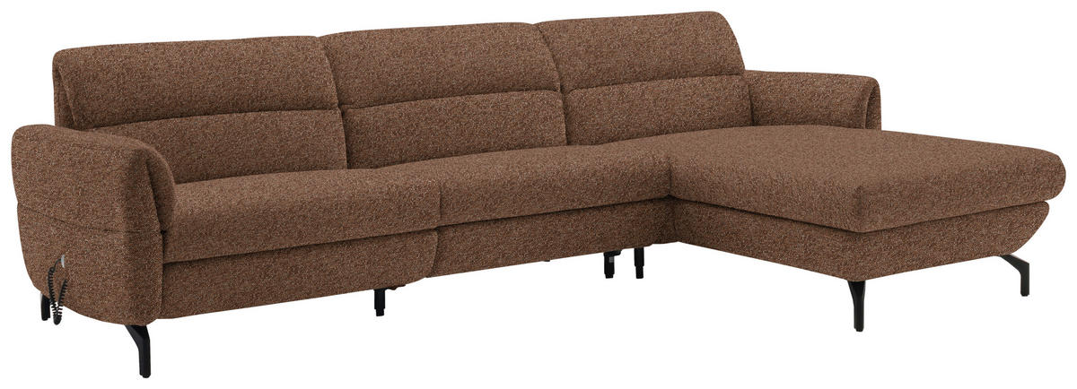 ECKSOFA in Chenille Kupferfarben  299/187 cm  - Schwarz/Kupferfarben, Design, Textil/Metall (299/187cm) - Schöner Wohnen