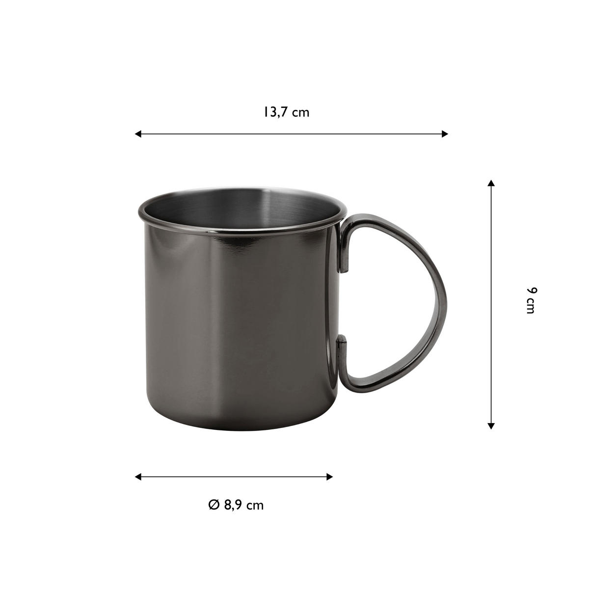BECHERSET  2-teilig  - Schwarz, Basics, Metall (13,7/8,9/9cm) - Echtwerk