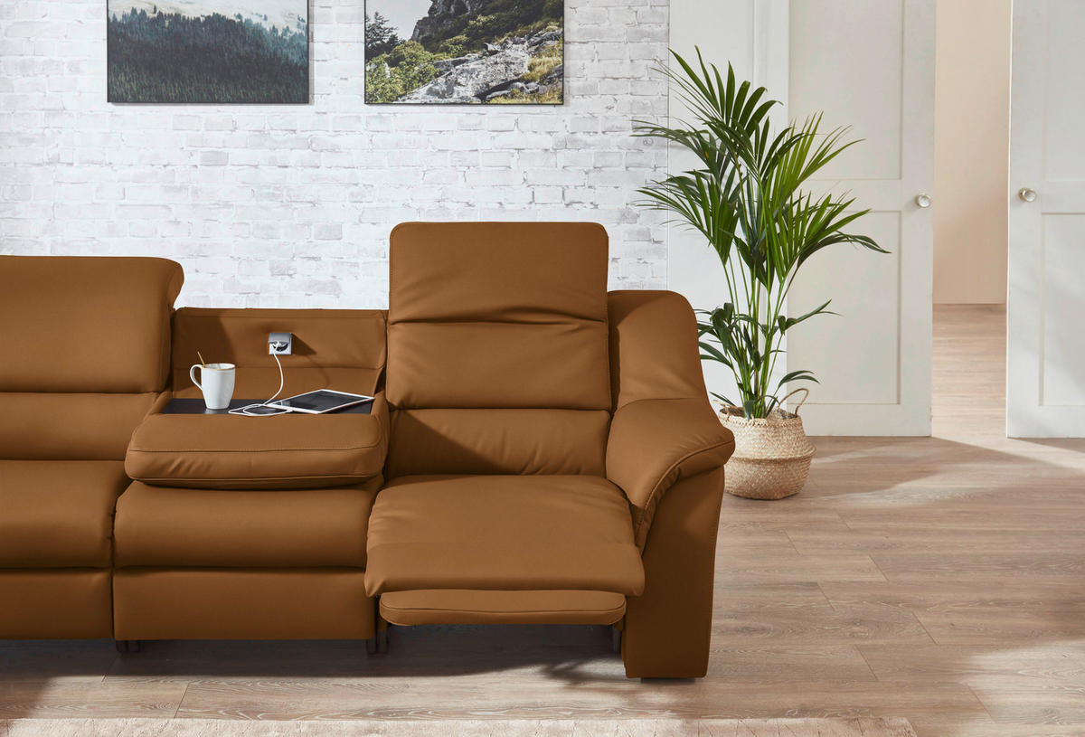 ECKSOFA  in Echtleder Cognac  260/324 cm  - Cognac/Schwarz, KONVENTIONELL, Leder/Kunststoff (260/324cm) - Cantus