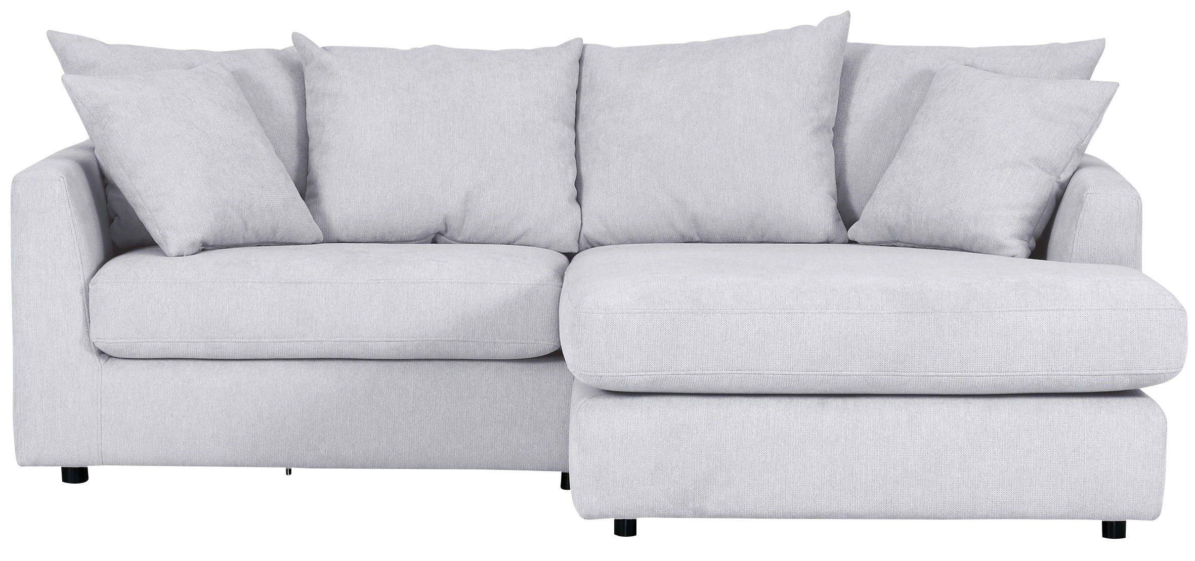 ECKSOFA Grauweiß Flachgewebe  - Grauweiß/Schwarz, Design, Kunststoff/Textil (235/175cm) - home24