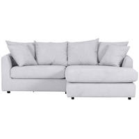 ECKSOFA Grauweiß Flachgewebe  - Grauweiß/Schwarz, Design, Kunststoff/Textil (235/175cm) - home24