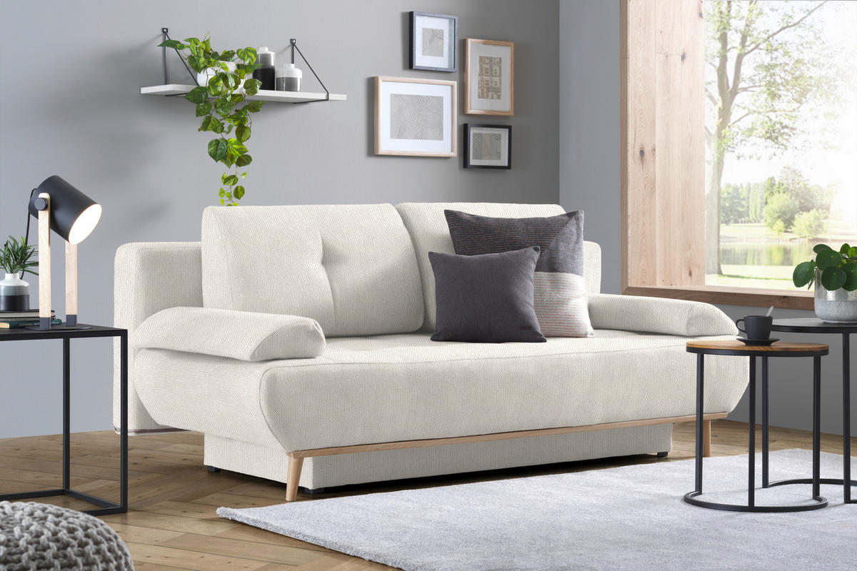 SCHLAFSOFA Flachgewebe Beige  - Beige/Naturfarben, Design, Holz/Textil (200/71/95cm) - Livetastic