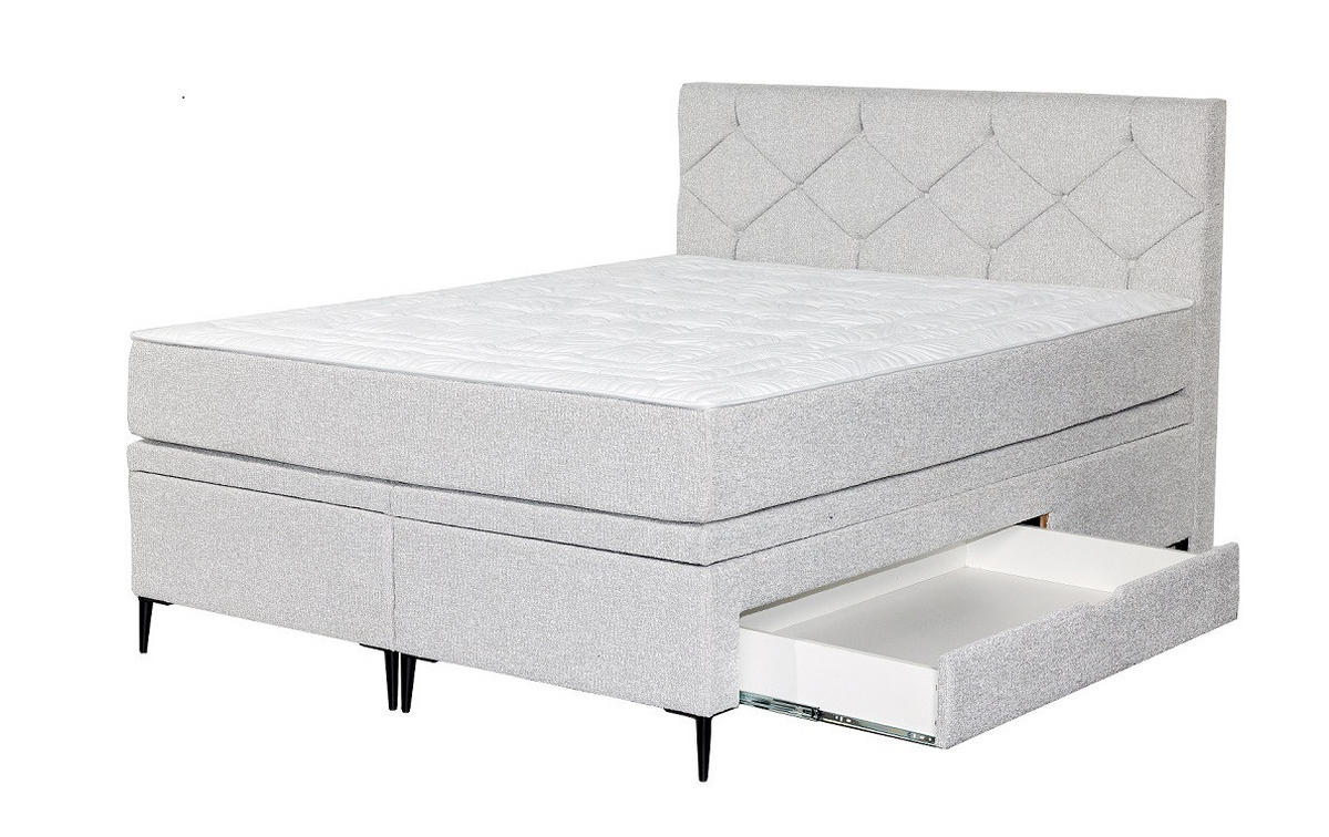 BOX KREVET 160/200 cm     svijetlo siva  - svijetlo siva/crna, Moderno, drvni materijal/tekstil (160/200cm) - Hom`in