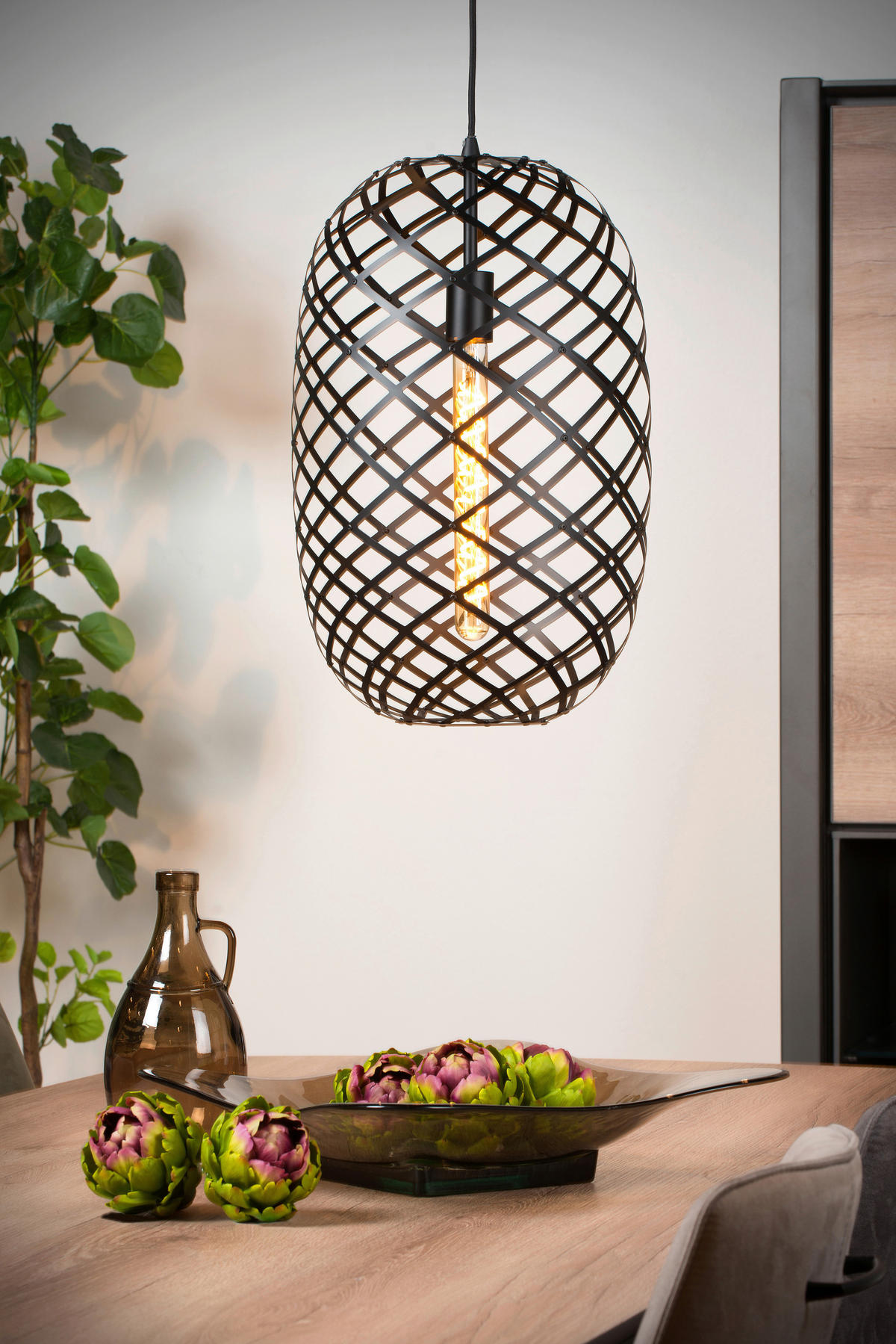 HÄNGELEUCHTE WOLFRAM 32/180 cm   - Schwarz, KONVENTIONELL, Metall (32/180cm) - Lucide