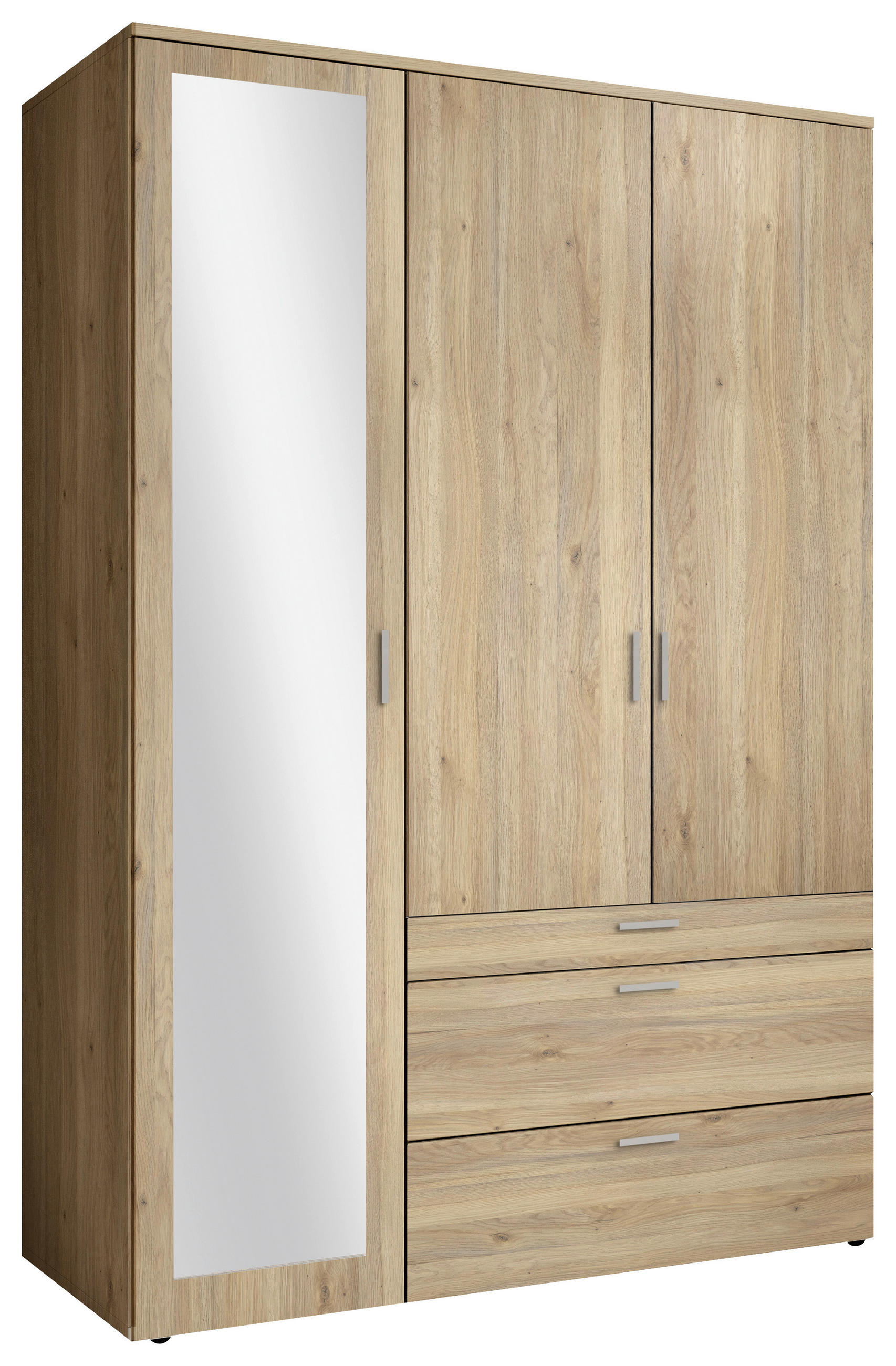 DREHTÜRENSCHRANK in Eichefarben - Eichefarben/Alufarben, Modern, Glas/Holzwerkstoff (135/195/56cm) - Livetastic