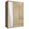 DREHTÜRENSCHRANK in Eichefarben  - Eichefarben/Alufarben, Modern, Glas/Holzwerkstoff (135/195/56cm) - Livetastic