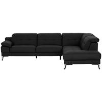 ECKSOFA Schwarz Echtleder  - Schwarz, MODERN, Leder/Metall (287/224cm) - MID.YOU