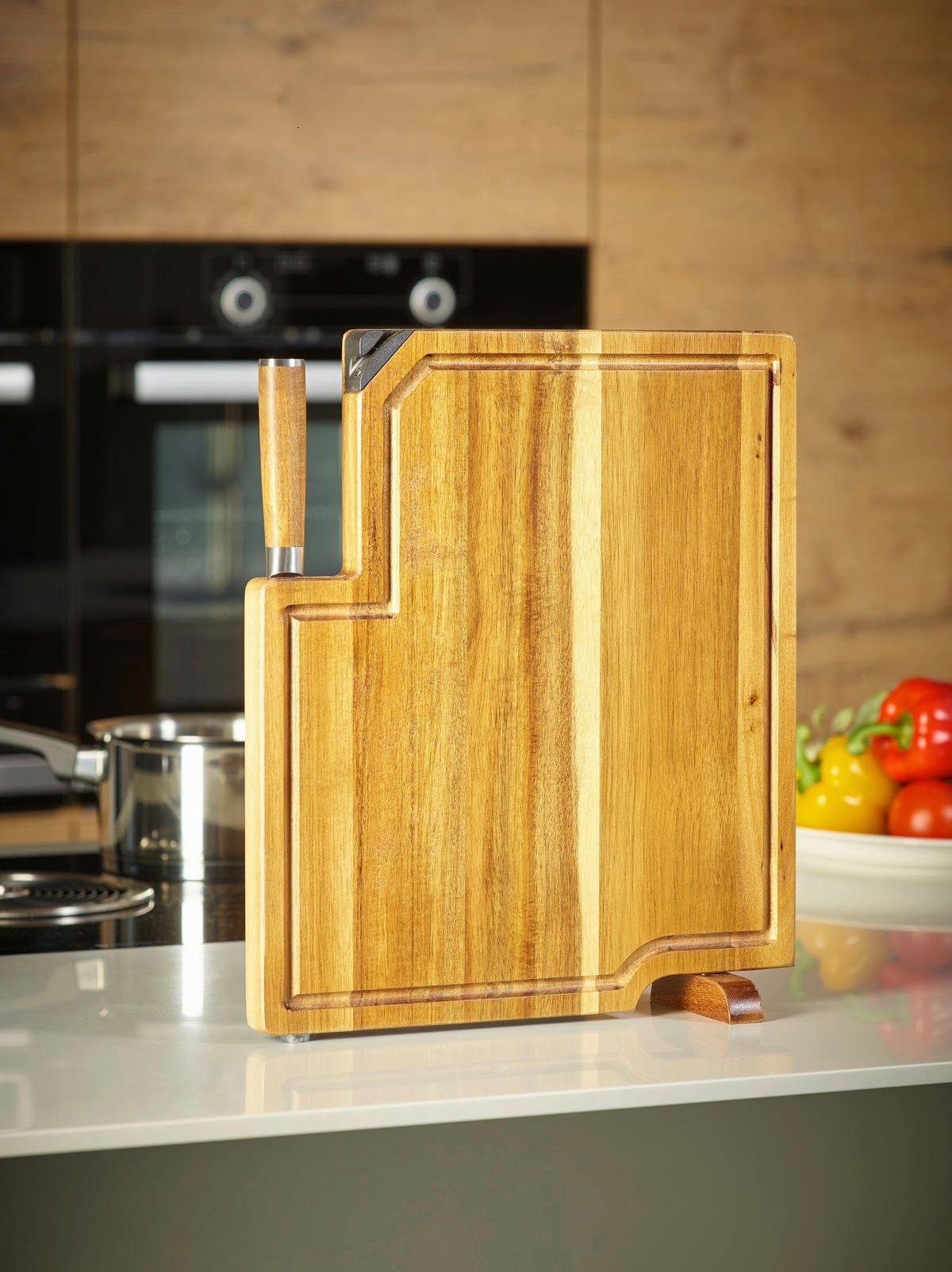 MESSERBLOCK 2-teilig  - Braun, Trend, Holz/Metall (35,8/41,5/3,5cm) - Echtwerk