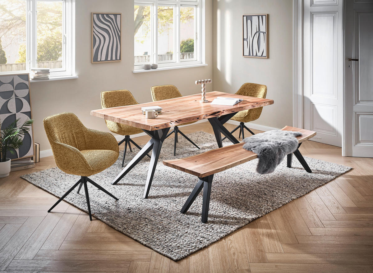 ARMLEHNSTUHL  in Eisen Leinenoptik  - Schwarz/Orange, Design, Textil/Metall (64/84/61cm) - Novel