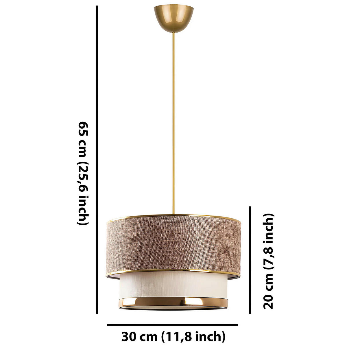 HÄNGELEUCHTE 30/65 cm   - Beige/Goldfarben, Design, Kunststoff/Textil (30/65cm) - P & B
