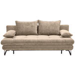 SCHLAFSOFA Italia Samt Beige  inkl. Rückenkissen, Armlehnenkissen, Schlaffunktion, Rücken echt  - Beige/Schwarz, Design, Textil/Metall (205/79-96/85cm) - Novel