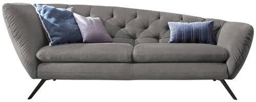 CHESTERFIELD-SOFA in Mikrofaser Grau  - Schwarz/Grau, Design, Textil/Metall (223/84/90cm) - Pure Home Lifestyle