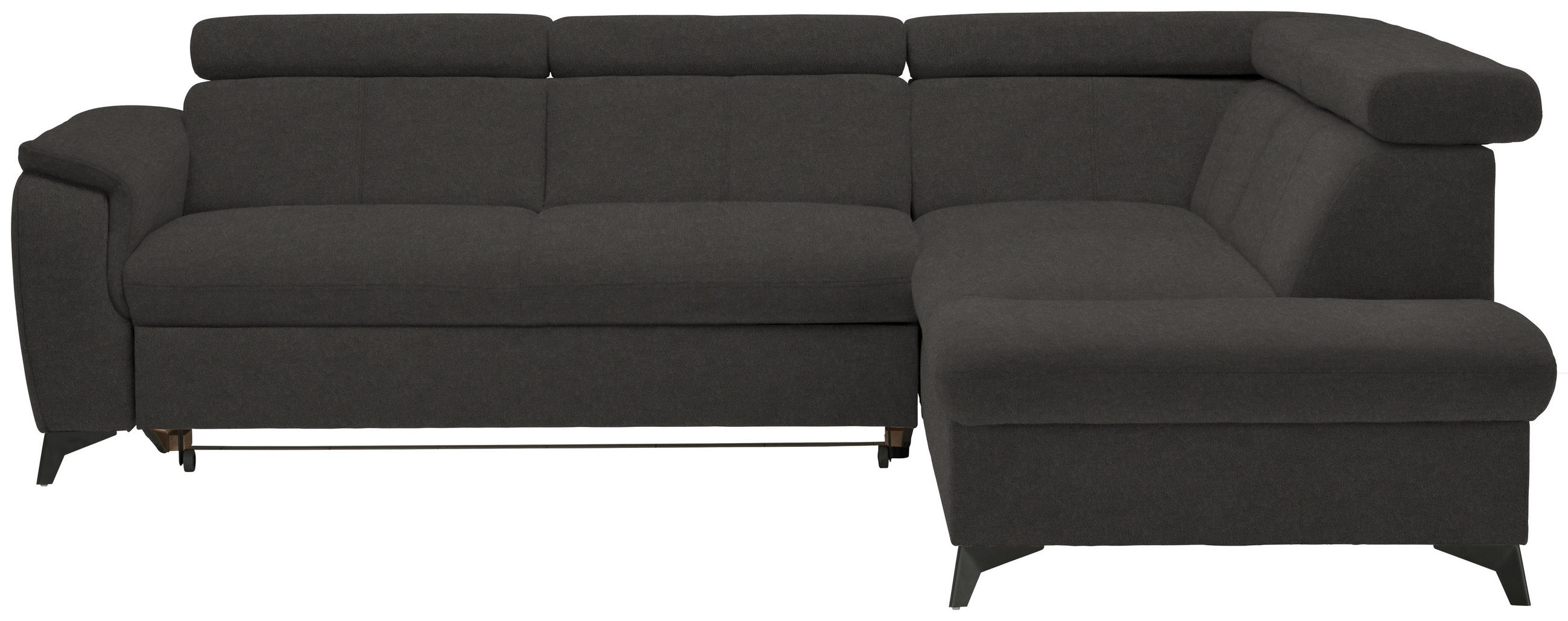 ECKSOFA in Mikrofaser Dunkelgrau  - Dunkelgrau/Schwarz, Design, Textil/Metall (260/203cm) - Stylife