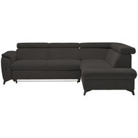 ECKSOFA in Mikrofaser Dunkelgrau  - Dunkelgrau/Schwarz, Design, Textil/Metall (260/203cm) - Stylife